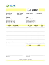 paid receipt template paid receipt template