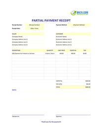 partial payment receipt template partial payment receipt template