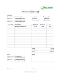 pawn shop receipt template pawn shop receipt template