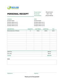 personal receipt template personal receipt template