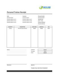 personal trainer receipt template personal trainer receipt template