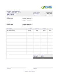 pest control receipt template pest control receipt template