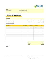 photography receipt template