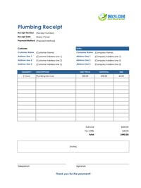 plumbing receipt template plumbing receipt template