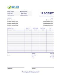 printable payment receipt template printable payment receipt template