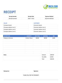 printable receipt template