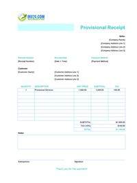 provisional receipt template provisional receipt template