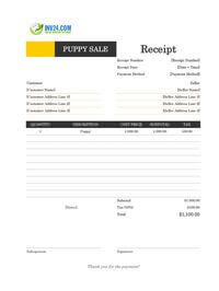 puppy sale receipt template puppy sale receipt template