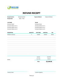 refund receipt template refund receipt template
