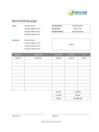 rent paid receipt template rent paid receipt template