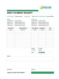 rent payment receipt template rent payment receipt template