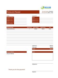restaurant receipt template restaurant receipt template