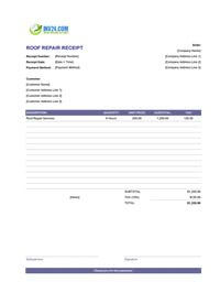 roof repair receipt template roof repair receipt template