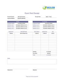 room rent receipt template