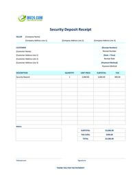 security deposit receipt template security deposit receipt template
