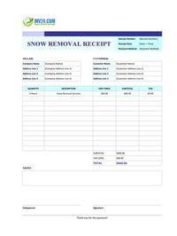 snow removal receipt template snow removal receipt template