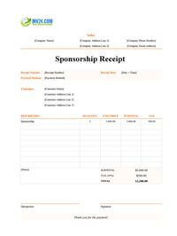 sponsorship receipt template sponsorship receipt template
