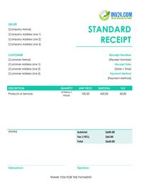 standard receipt template standard receipt template