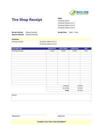 tire shop receipt template tire shop receipt template