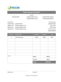 tow truck receipt template tow truck receipt template