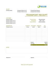 transport receipt template