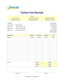 tuition fee receipt template