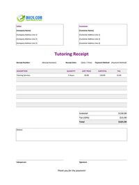 tutoring receipt template tutoring receipt template