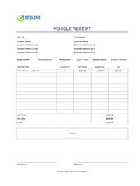 vehicle receipt template