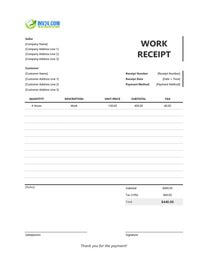 work receipt template