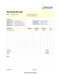 workshop receipt template workshop receipt template