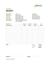 advertising receipt template uk