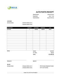 auto parts receipt template uk