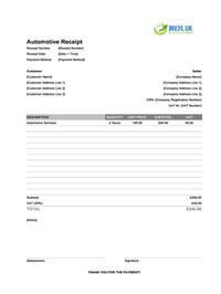 automotive receipt template uk
