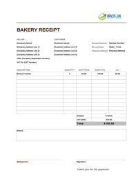 bakery receipt template uk