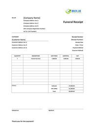 blank funeral receipt template uk