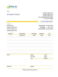 cafe receipt template uk