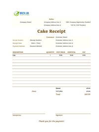 cake receipt template uk