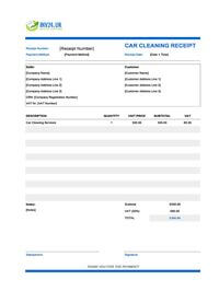 car cleaning receipt template uk
