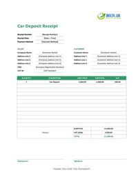 car deposit receipt template uk