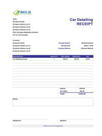 car detailing receipt template uk
