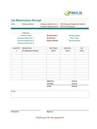 car maintenance receipt template uk