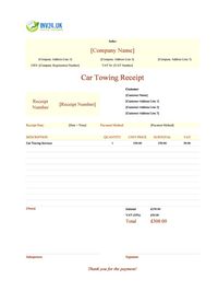 car towing receipt template uk