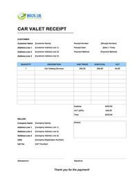 car valet receipt template uk