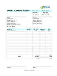 carpet cleaning receipt template uk