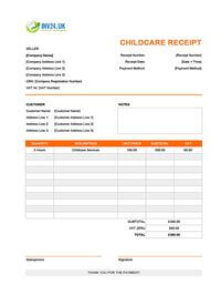 childcare receipt template uk