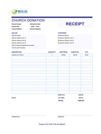 church donation receipt template uk