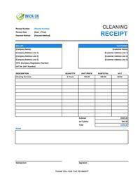 cleaning receipt template uk
