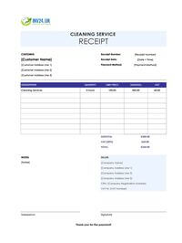 cleaning service receipt template uk