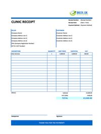 clinic receipt template uk