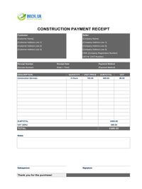 construction payment receipt template uk